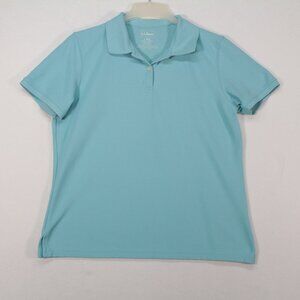 LL Bean Polo Women's Large Blue Short Sleeve Solid